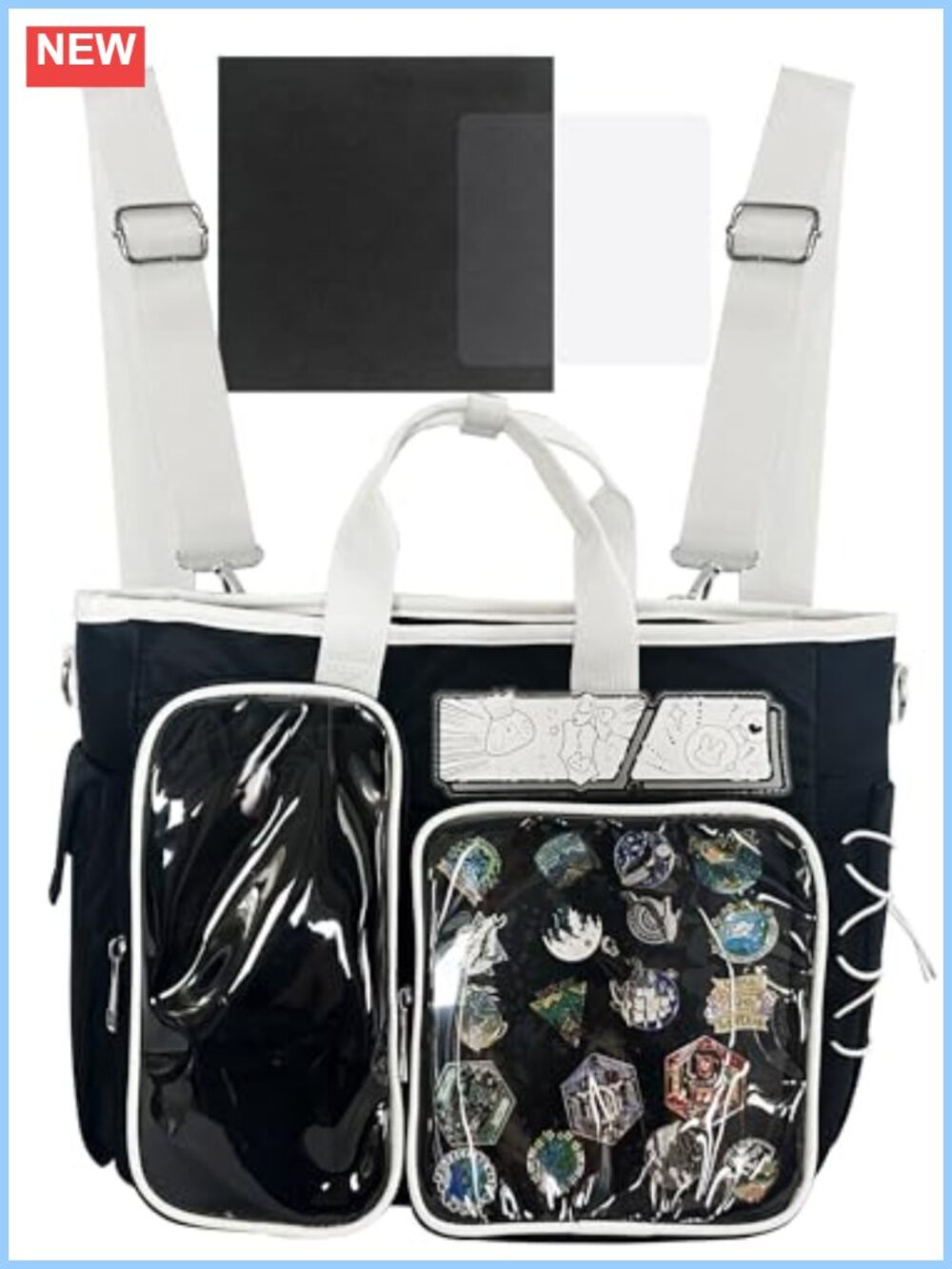 Ita Bag Clear Pin Display Backpack 4-in-1 Crossbody Shoulder Oxford Cloth